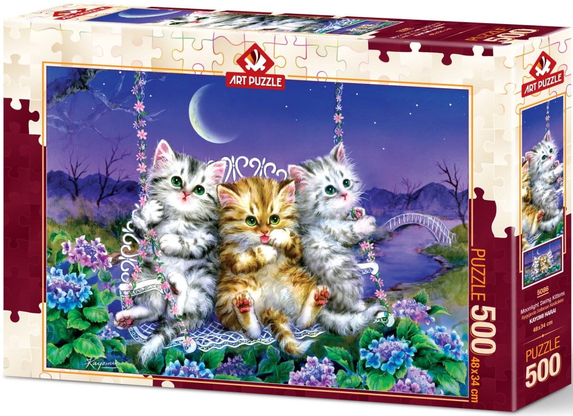 Kittens Swinging in the Moonlight